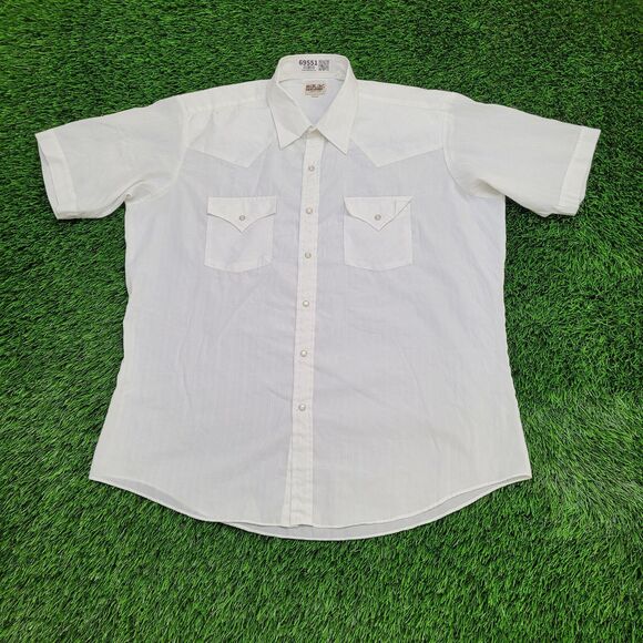 Vintage 90s ELY-Cattleman Button Shirt XL/2XL 25x32 White - Picture 1 of 10